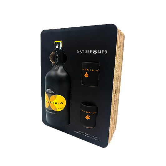 Liquirizia confezione con due bicchieri