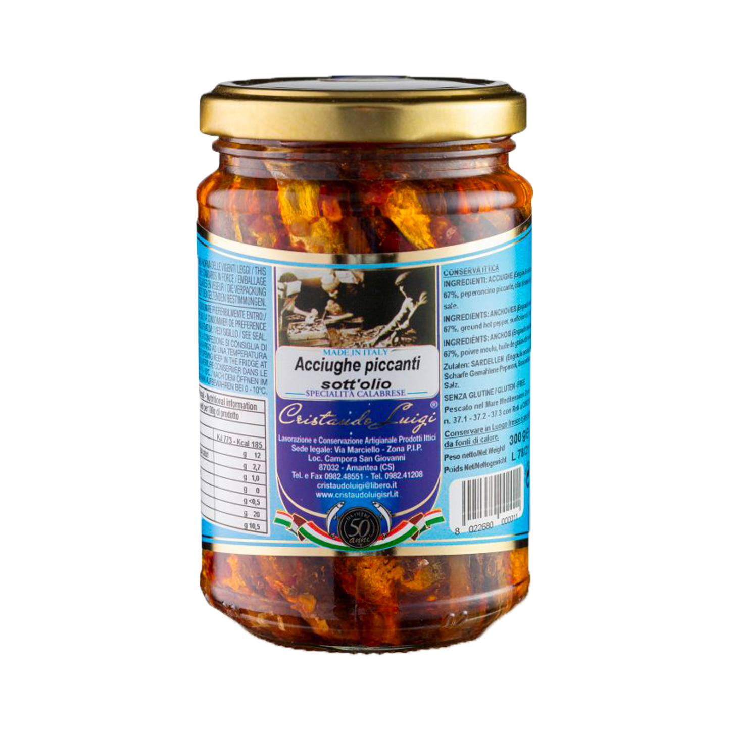 Acciughe piccanti sott'olio 300g