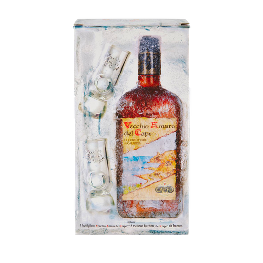 Vecchio Amaro del Capo confezione con due bicchieri