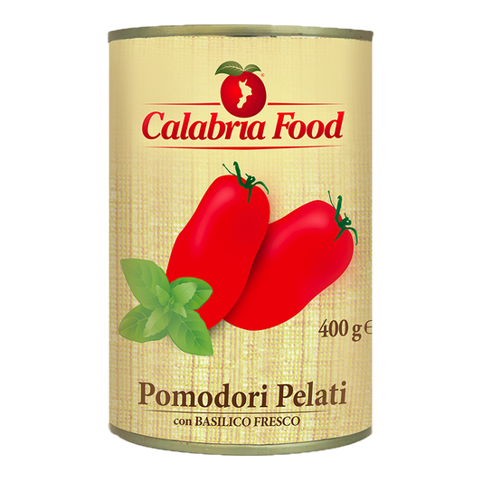 Pomodori pelati con basilico fresco